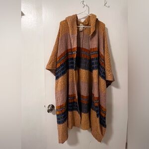 Free People Mercer Hooded Kimono O/S tan multi